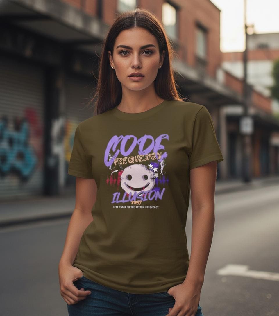 Vintage Glitch Art T-Shirt | 90Er Rave Code Frequency Illusion Hacker & Developer Ästhetik Smiley Y2K Techwear Oversize von TechPulseArt7