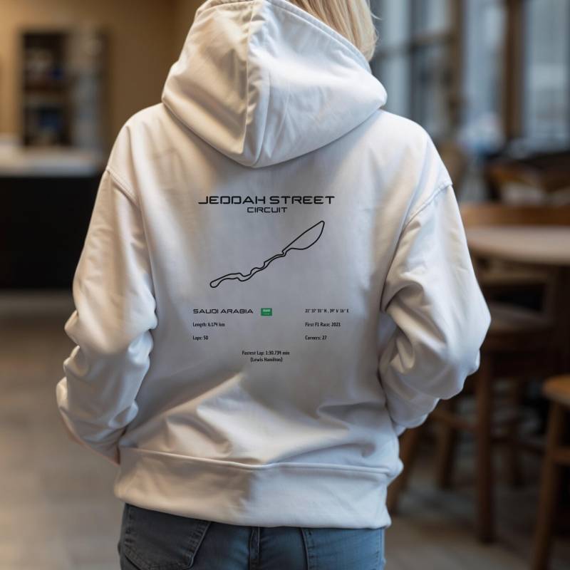 Jeddah Circuit Hoodie | Track Map Warm & Durable Classic Motorsport Look Jeddah Circuit Hoodie | Track Map Warm & Durable Classic Motorsport Look von Techcraftstudioshops