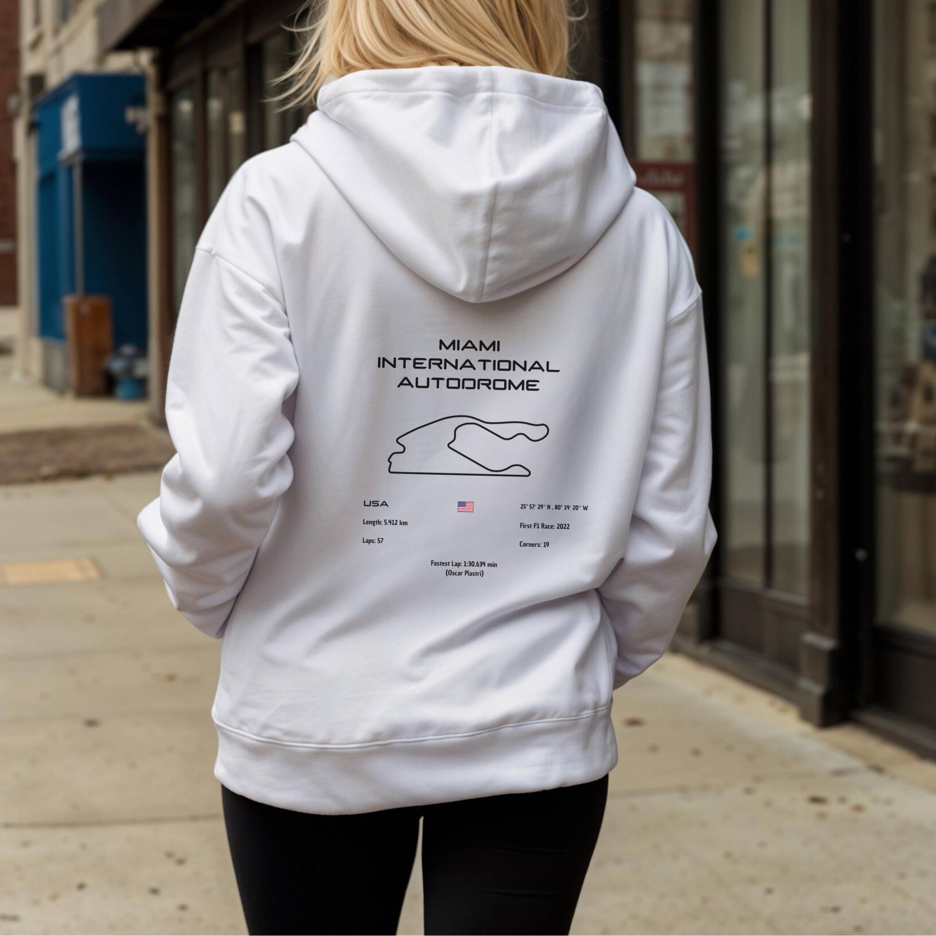 Miami Circuit Hoodie | Track Map Warm & Durable Classic Motorsport Look von Techcraftstudioshops