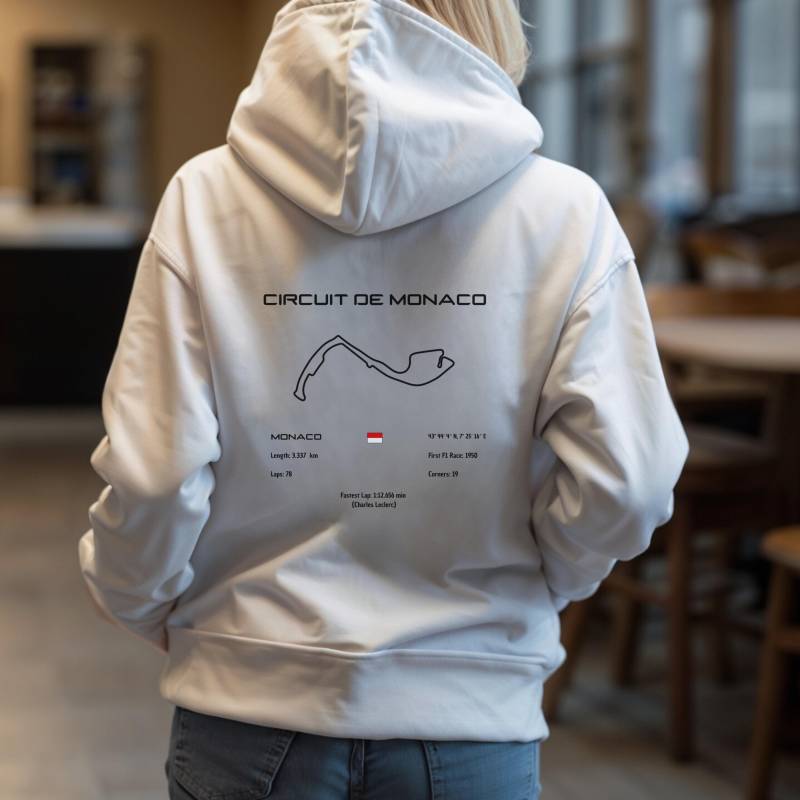 Monaco Circuit Hoodie | Track Map Warm & Durable Classic Motorsport Look von Techcraftstudioshops