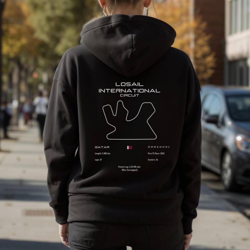 Qatar Circuit Hoodie | Track Map Warm & Durable Classic Motorsport Look von Techcraftstudioshops