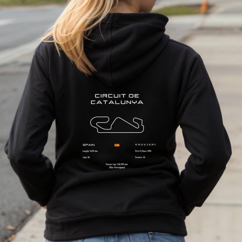 Spain Circuit Hoodie | Barcelona Track Map Warm & Durable Classic Motorsport Look von Techcraftstudioshops