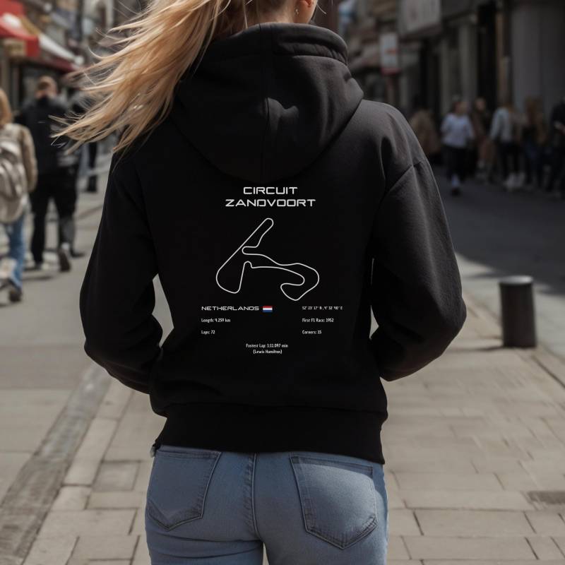 Zandvoort Circuit Hoodie | Track Map Warm & Durable Classic Motorsport Look von Techcraftstudioshops