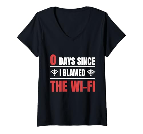 Damen Techie 0 Tage Seit Meinem Letzten Computerabsturz T-Shirt mit V-Ausschnitt Damen Techie 0 Tage Seit Meinem Letzten Computerabsturz T-Shirt mit V-Ausschnitt von Techie Computer Nerd Humor Help Desk Geschenke