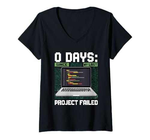 Damen Technische Support 0 Tage Seit Meinem Letzten Projekt T-Shirt mit V-Ausschnitt Damen Technische Support 0 Tage Seit Meinem Letzten Projekt T-Shirt mit V-Ausschnitt von Techie Computer Nerd Humor Help Desk Geschenke