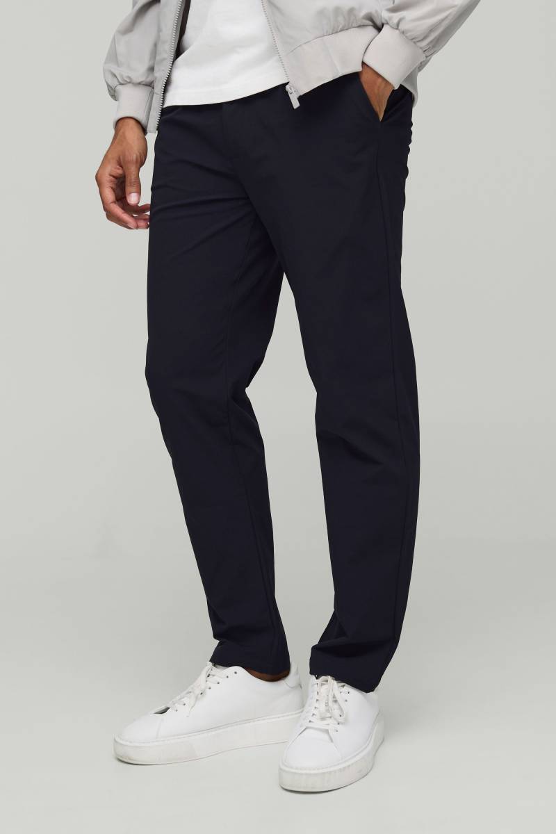 Tapered Fit Technical Stretch Smart Trousers - Navy - 32, Navy von Technic