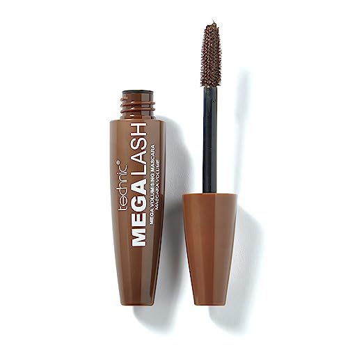 Technic Mega Lash Brown Mascara - Vegane, braune, strapazierfähige, wischfeste Wimpernaufbau-Formel für voluminöse, glamouröse Wimpern - 12ml - Braune Wimperntusche - Braune Mascara von Technic