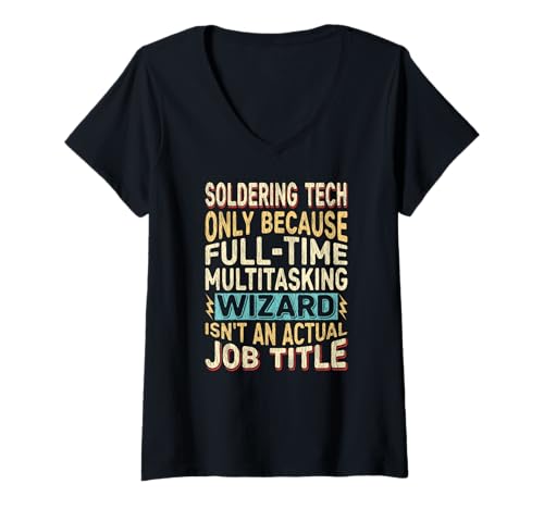 Damen Wizard Job Title Quote - Funny Soldering Tech T-Shirt mit V-Ausschnitt Damen Wizard Job Title Quote - Funny Soldering Tech T-Shirt mit V-Ausschnitt von Technician Art by Detuli