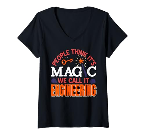 Damen Technik Fühlt Sich Wie Magie Nur Präzise an T-Shirt mit V-Ausschnitt Damen Technik Fühlt Sich Wie Magie Nur Präzise an T-Shirt mit V-Ausschnitt von Techniker Denker Ingenieure Welt