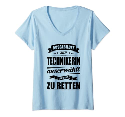 Damen Ausgebildet Zur Technikerin Auserwählt Die Welt Zu Retten T-Shirt mit V-Ausschnitt Damen Ausgebildet Zur Technikerin Auserwählt Die Welt Zu Retten T-Shirt mit V-Ausschnitt von Technikerin Geschenke Meisterin Meisterprüfung