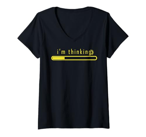 Damen Ich Denke Nach Ladebalken Lustiger Nerd Humor T-Shirt mit V-Ausschnitt Damen Ich Denke Nach Ladebalken Lustiger Nerd Humor T-Shirt mit V-Ausschnitt von Technikfreak IT-Experte Programmierer Gaming