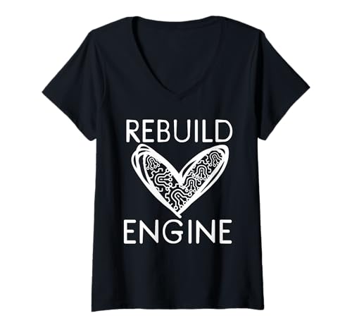 Damen Motor Neu Aufbauen Herzschaltkreis Technik und Innovation T-Shirt mit V-Ausschnitt Damen Motor Neu Aufbauen Herzschaltkreis Technik und Innovation T-Shirt mit V-Ausschnitt von Technikliebhaber Schaltkreise und Reparaturfans