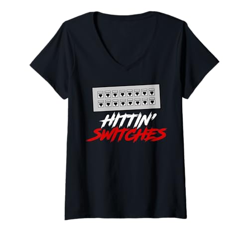Damen Schalterklopfen Lustiger IT-Netzwerkwitz für Admins T-Shirt mit V-Ausschnitt von Technikwitz für Netzwerkprofis und Nerds