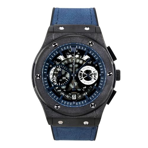Techno Pave Herren-Skelett-Zifferblatt – 44 mm luxuriöses Design, verstellbares Lederarmband und kühne Hip-Hop-Ästhetik, schwarz blau, mens-standard von Techno Pave