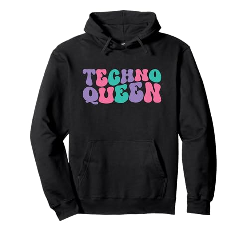 Techno Queen Damen Techno Music Retro Vintage Wellig Groovy Pullover Hoodie von Techno Queen Clothing Co