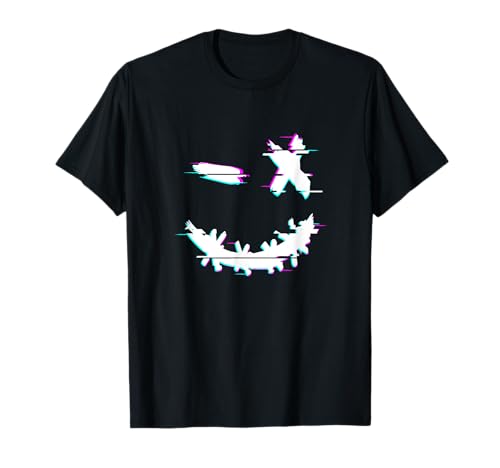 Coole Techno Glitch Smile | Trippy Goa Rave Outfits Männer Frauen T-Shirt von Techno is Life