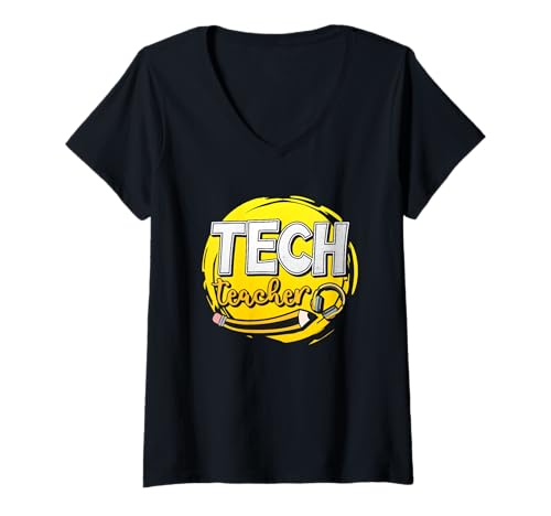 Damen Technologie Computer Lehrer Back to School STEM Tech Teacher T-Shirt mit V-Ausschnitt Damen Technologie Computer Lehrer Back to School STEM Tech Teacher T-Shirt mit V-Ausschnitt von Technology Teacher Tech Computer Teacher Gift