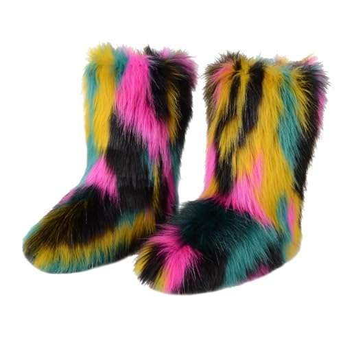 Techora Damen Kunstpelz Stiefel Winter Mid-Calf Snow Boot Fuzzy Fluffy Furry Fashion Kurze Schneestiefel, Mehrfarbig 1, 37.5 EU Techora Damen Kunstpelz Stiefel Winter Mid-Calf Snow Boot Fuzzy Fluffy Furry Fashion Kurze Schneestiefel, Mehrfarbig 1, 37.5 EU von Techora