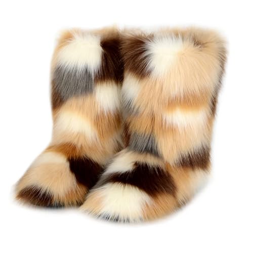 Techora Damen Kunstpelz Stiefel Winter Mid-Calf Snow Boot Fuzzy Fluffy Furry Fashion Kurze Schneestiefel, Mehrfarbig 5, 38.5 EU Techora Damen Kunstpelz Stiefel Winter Mid-Calf Snow Boot Fuzzy Fluffy Furry Fashion Kurze Schneestiefel, Mehrfarbig 5, 38.5 EU von Techora