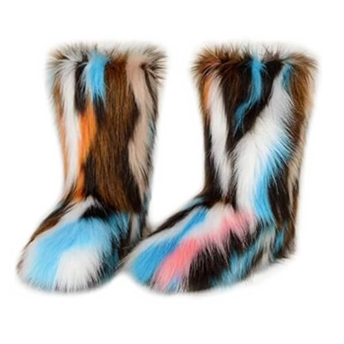 Techora Damen Kunstpelz Stiefel Winter Mid-Calf Snow Boot Fuzzy Fluffy Furry Fashion Kurze Schneestiefel, Mehrfarbig 6, 37.5 EU Techora Damen Kunstpelz Stiefel Winter Mid-Calf Snow Boot Fuzzy Fluffy Furry Fashion Kurze Schneestiefel, Mehrfarbig 6, 37.5 EU von Techora