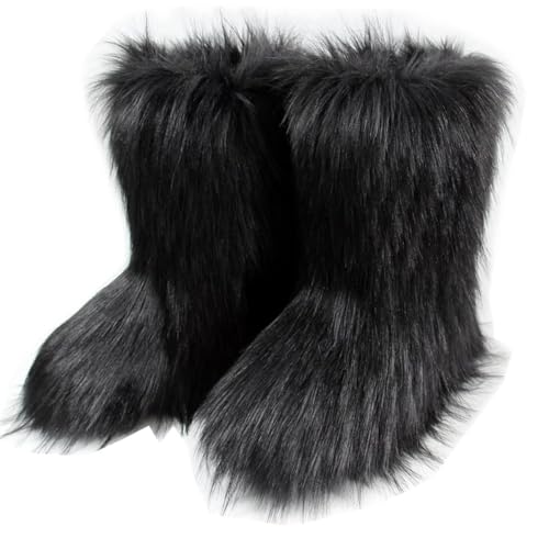 Techora Damen Kunstpelz Stiefel Winter Mid-Calf Snow Boot Fuzzy Fluffy Furry Fashion Kurze Schneestiefel, dunkelgrau, 36 EU Techora Damen Kunstpelz Stiefel Winter Mid-Calf Snow Boot Fuzzy Fluffy Furry Fashion Kurze Schneestiefel, dunkelgrau, 36 EU von Techora