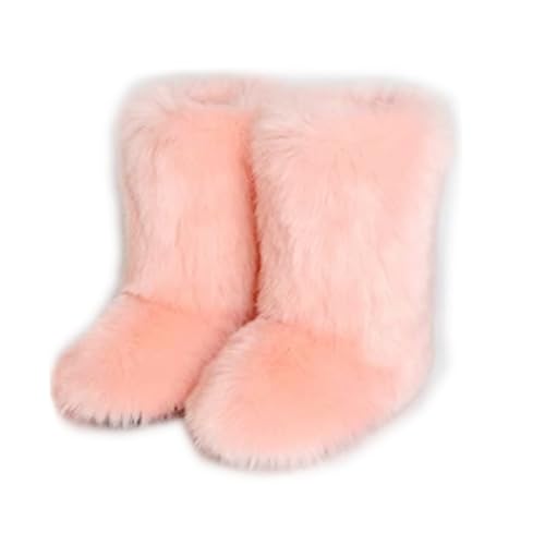 Techora Damen Kunstpelz Stiefel Winter Mid-Calf Snow Boot Fuzzy Fluffy Furry Fashion Kurze Schneestiefel, hellrosa, 38.5 EU Techora Damen Kunstpelz Stiefel Winter Mid-Calf Snow Boot Fuzzy Fluffy Furry Fashion Kurze Schneestiefel, hellrosa, 38.5 EU von Techora