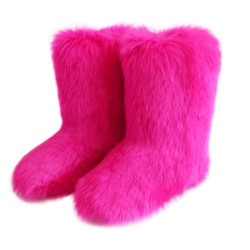 Techora Damen Kunstpelz Stiefel Winter Mid-Calf Snow Boot Fuzzy Fluffy Furry Fashion Kurze Schneestiefel, rosarot, 38.5 EU Techora Damen Kunstpelz Stiefel Winter Mid-Calf Snow Boot Fuzzy Fluffy Furry Fashion Kurze Schneestiefel, rosarot, 38.5 EU von Techora
