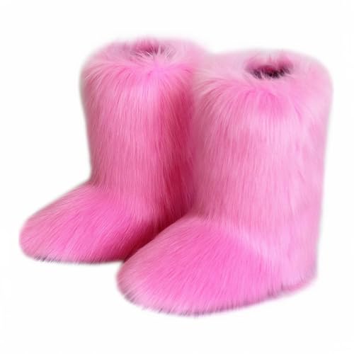 Techora Damen Kunstpelz Stiefel Winter Mid-Calf Snow Boot Fuzzy Fluffy Furry Fashion Kurze Schneestiefel, rose, 38.5 EU Techora Damen Kunstpelz Stiefel Winter Mid-Calf Snow Boot Fuzzy Fluffy Furry Fashion Kurze Schneestiefel, rose, 38.5 EU von Techora