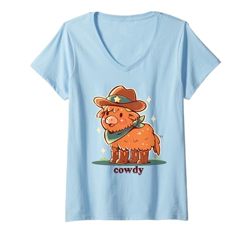Damen Hallo Cowdy T-Shirt mit V-Ausschnitt Damen Hallo Cowdy T-Shirt mit V-Ausschnitt von TechraNova