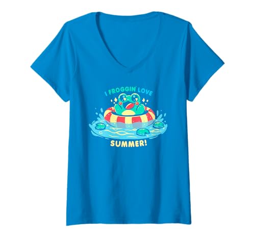 Damen Ich liebe den Sommer T-Shirt mit V-Ausschnitt Damen Ich liebe den Sommer T-Shirt mit V-Ausschnitt von TechraNova