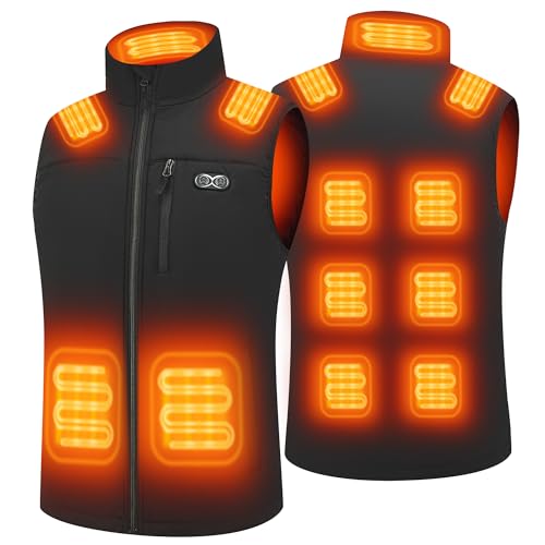 Techstuph Beheizbare Weste Herren mit 3 Einstellbar Temperatur 11 Heizzonen Heizweste Damen Beheizbare Jacke Maximale Temperatur 140°F (Ohne akku) von Techstuph