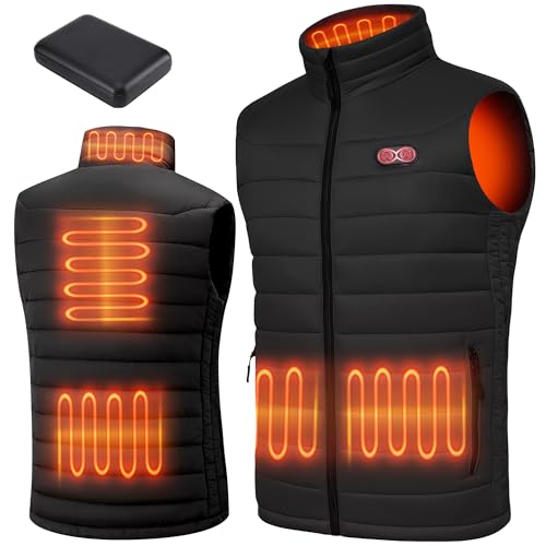 Techstuph Beheizbare Weste für Herren Damen, Heizweste mit 10000 mAh Akku und 5 Heizzonen, Beheizbare Jacke für Skifahren und Jagen von Techstuph