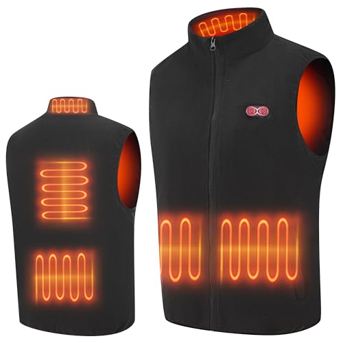 Techstuph Fleece Beheizbare Weste Herren, 3 Stufen einstellbar 5 Heizzonen Beheizte Weste Beheizbare Jacke für Outdoor Reiten Skifahren Angeln (Akku Nicht im Lieferumfang enthalten) von Techstuph