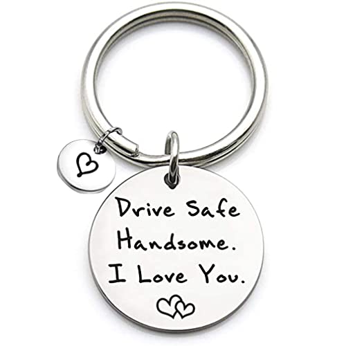 Drive Safe Schlüsselanhänger I Love You Schlüsselanhänger Freund Ehemann Geschenk Fahrer Geburtstag Geschenke für Ihn Freund Ehemann Geschenke, silber von Tecreo