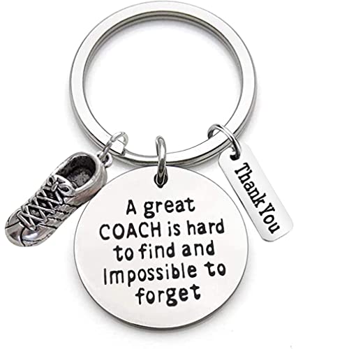 Edelstahl Schlüsselanhänger mit Gravur "A Great Coach is Hard to Find and Impossible to Forget" Schlüsselring Lehrer Coach Keychain Geschenk für Lehrertag von Tecreo