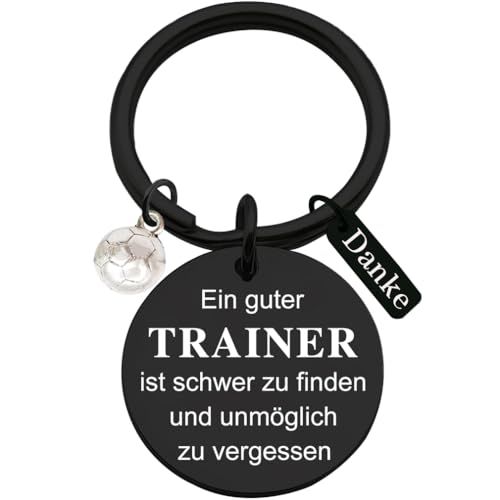 Edelstahl Schlüsselanhänger mit Gravur "Ein Guter Trainer ist schwer zu finden und unmöglich zu vergessen" Schlüsselring Lehrer Coach Keychain Geschenk für Lehrertag, Fußball Dekor von Tecreo