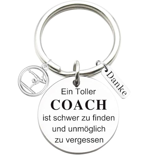 Edelstahl Schlüsselanhänger mit Gravur "Ein Toller Coach ist schwer zu finden und unmöglich zu vergessen" Schlüsselring Lehrer Coach Keychain Geschenk für Lehrertag, Turnerin Dekor von Tecreo
