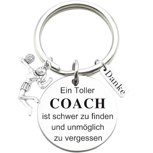 Edelstahl Schlüsselanhänger mit Gravur "Ein Toller Coach ist schwer zu finden und unmöglich zu vergessen" Schlüsselring Lehrer Coach Keychain Geschenk für Lehrertag, Volleyball Dekor von Tecreo