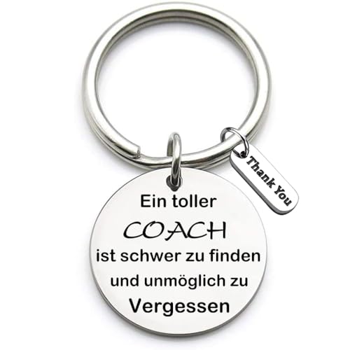 Edelstahl Schlüsselanhänger mit Gravur "Ein Toller Coach ist schwer zu finden und unmöglich zu vergessen" Schlüsselring Lehrer Coach Keychain Geschenk für Lehrertag von Tecreo