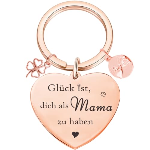 Mama Geschenk Beste Mama der Welt Schlüsselanhänger Best Mama Ever Muttertag Geschenk Geburtstag Geschenk Von der Tochter zur Mutter, Rosegold von Tecreo