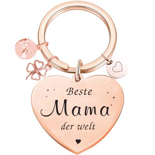 Mama Geschenk Beste Mama der Welt Schlüsselanhänger Best Mama Ever Schmuck Muttertag Geschenk Geburtstag Geschenk Von der Tochter zur Mutter, Rosegold von Tecreo
