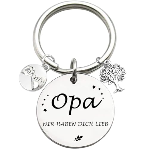 Tecreo Opa Schlüsselanhänger 'Opa Wir Haben Dich Lieb' - Silber, Metallic, Vatertags & Geburtstags Geschenk für Herren mit Enkelkindern von Tecreo