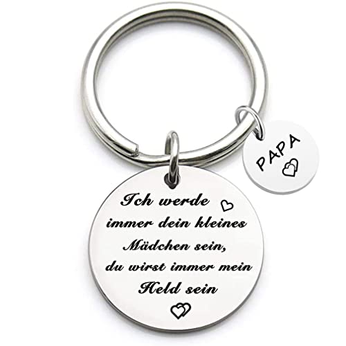 Papa Geschenk Ich werde immer dein kleines Mädchen sein, du wirst immer mein Held sein Schlüsselanhänger Best Papa Ever Schmuck Vatertags Geschenk Geburtstag Geschenk von der Tochter an den Vater von Tecreo