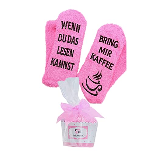 Tecreo Coffee Socken Geschenk für Frauen, Neujahrs Geschenk für Frauen, Geschenk für Frauen zum Geburtstag, Lustige Geschenke für Schwester, Freundin, Mama, Oma, Rosa von Tecreo