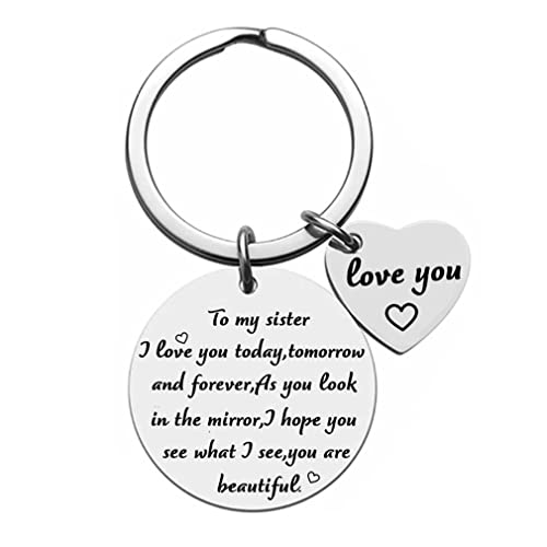 Tecreo Schwester Geschenk von Schwester – To My Sister, I Love You Forever - Schwester Schlüsselanhänger, Schwesterschmuck, Weihnachts Geburtstags Geschenke für Schwestern von Tecreo