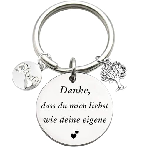 Tecreo Stiefeltern Geschenke Danke dass du mich liebst wie deine eigene Schlüsselanhänger Stiefmutter Stiefvater Geschenk, Adoption Schlüsselanhänger von Tecreo