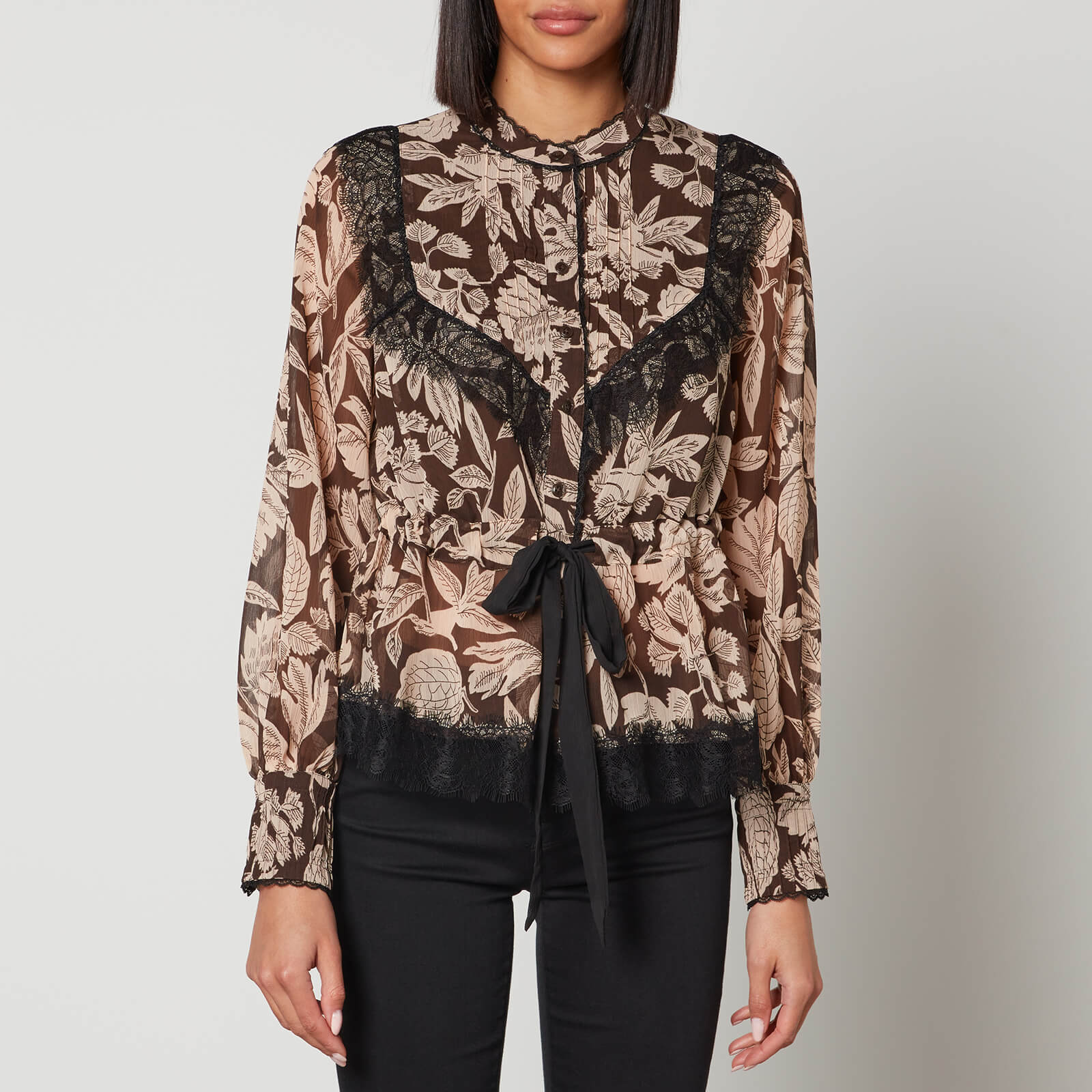 Ted Baker Alness Lace-Trimmed Chiffon Blouse - UK 8 von Ted Baker