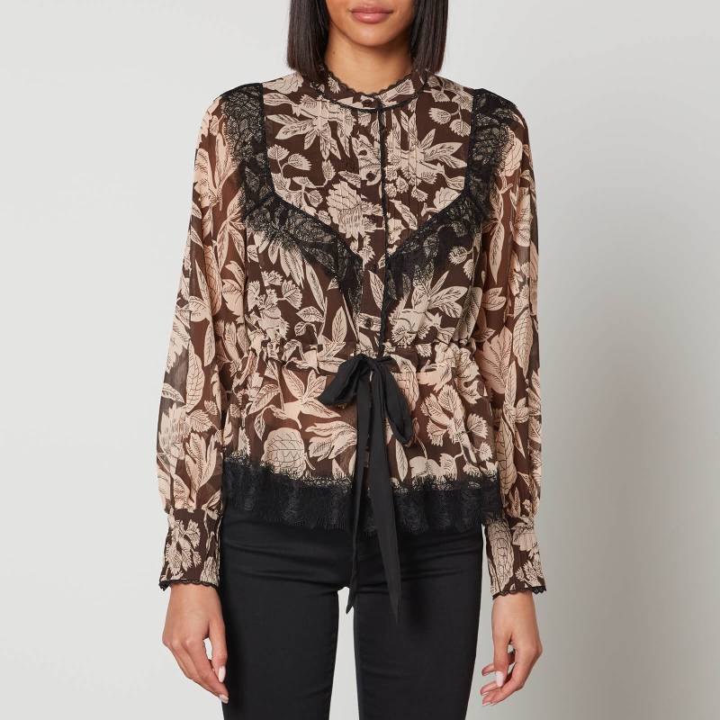 Ted Baker Alness Lace-Trimmed Chiffon Blouse - UK 8 von Ted Baker