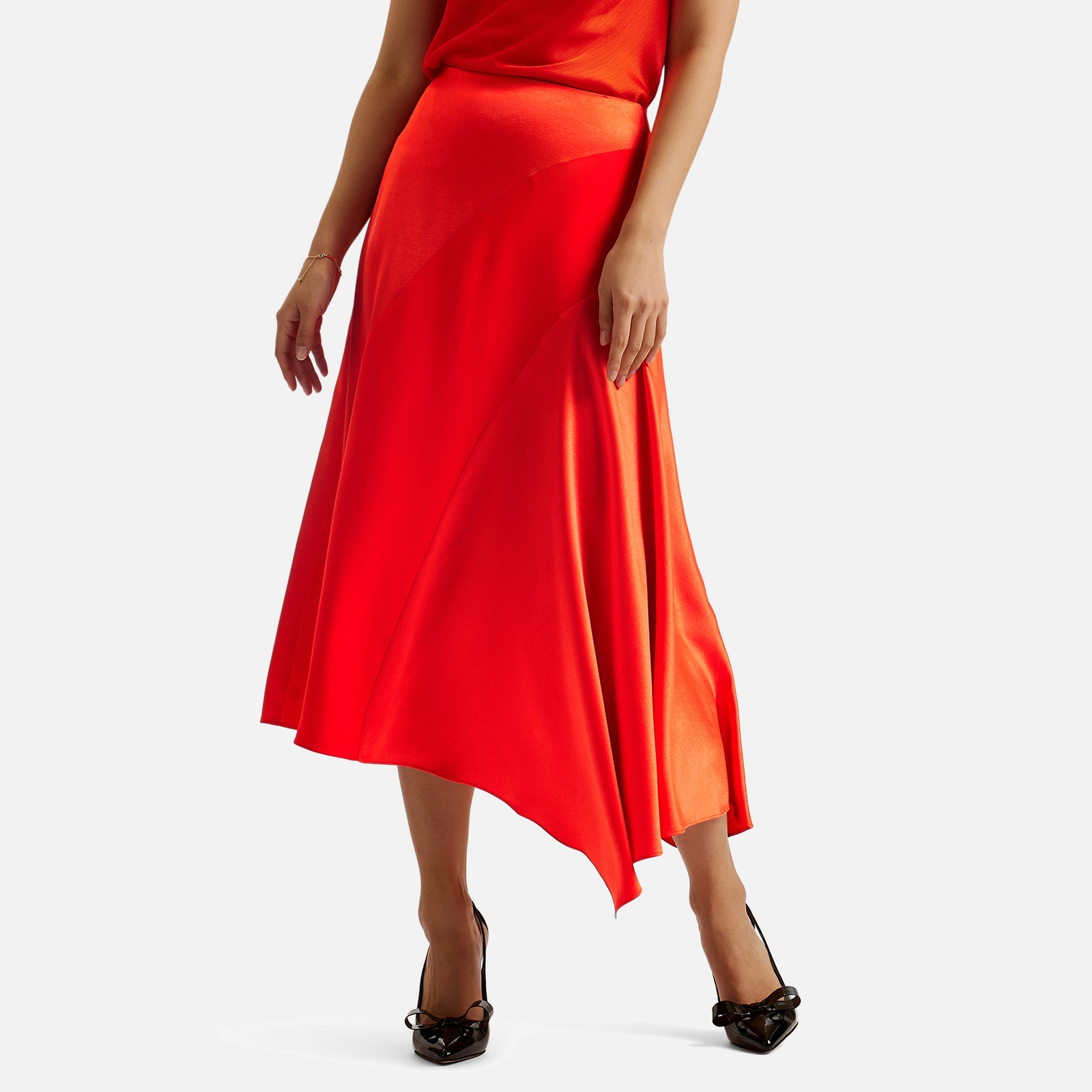 Ted Baker Bolsena Asymmetric Satin Midi Skirt - UK 10 von Ted Baker