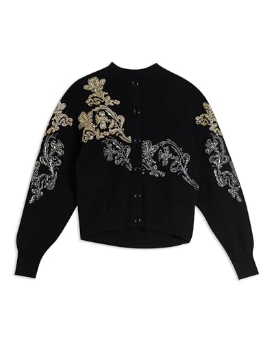 Ted Baker Damen Embellished Knit Buttoned Bomber WMK-JENIIYY-verzierte Strick-Bomberjacke mit Knöpfen, Grey, XL von Ted Baker